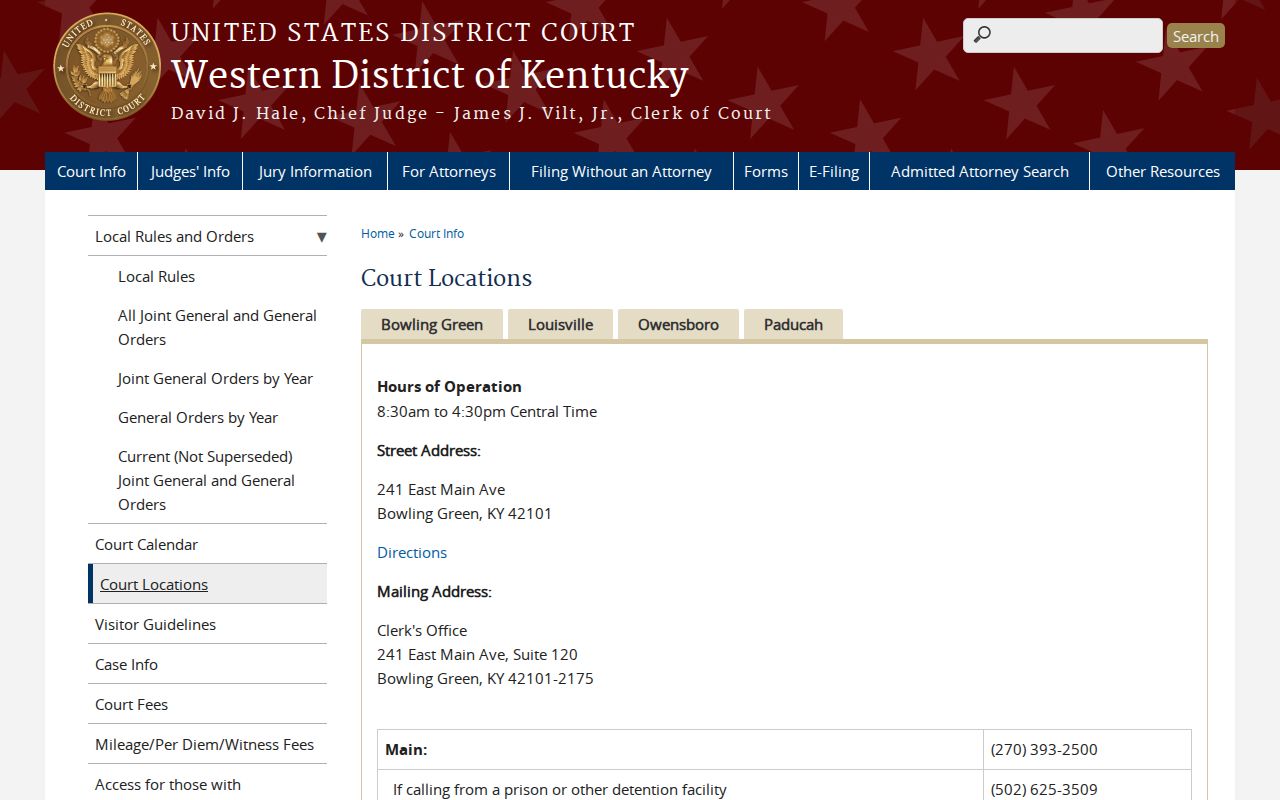 Owensboro federal courthouse boundary for Hawesville criminal records