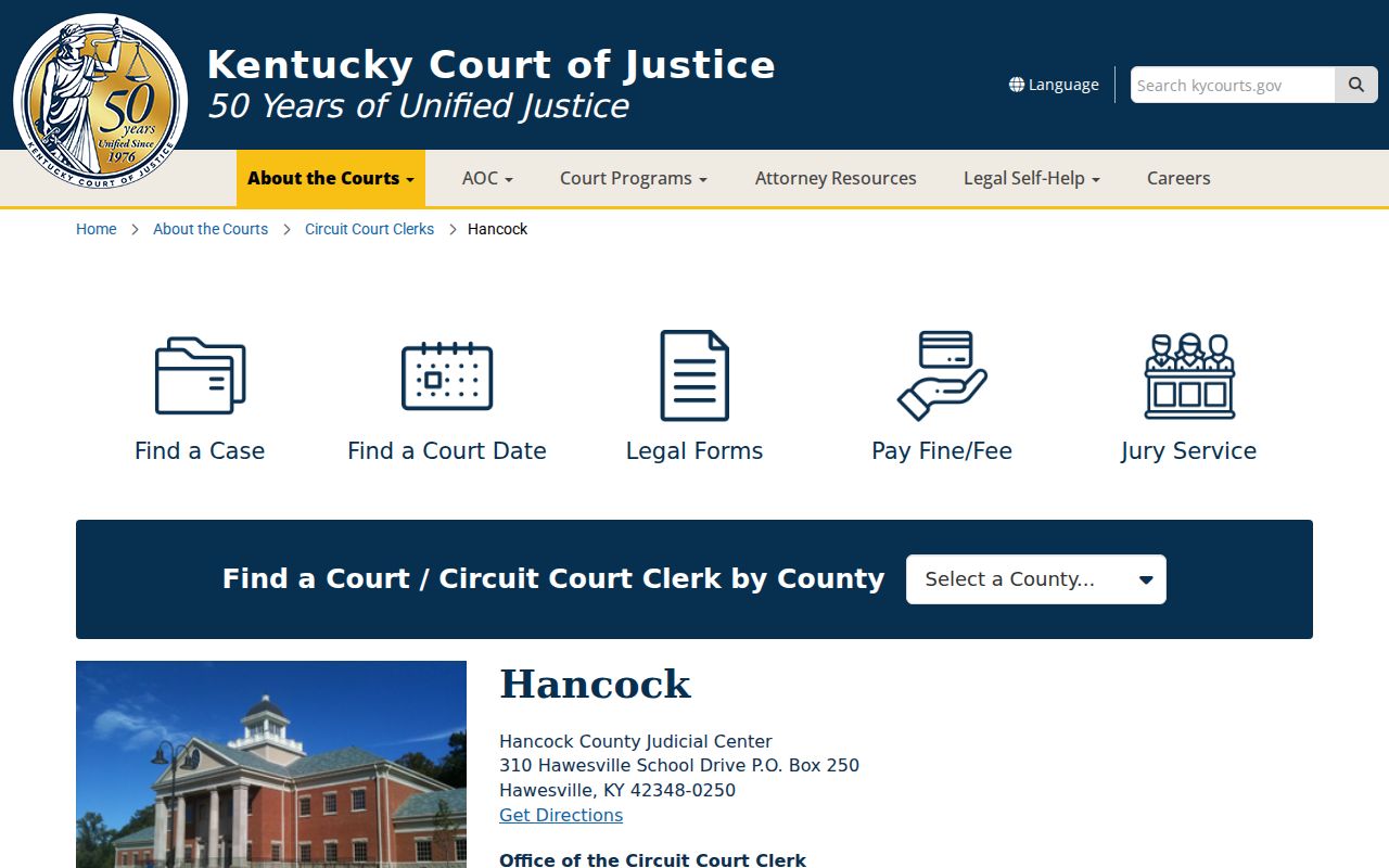 Hancock County criminal history judicial and custody resource