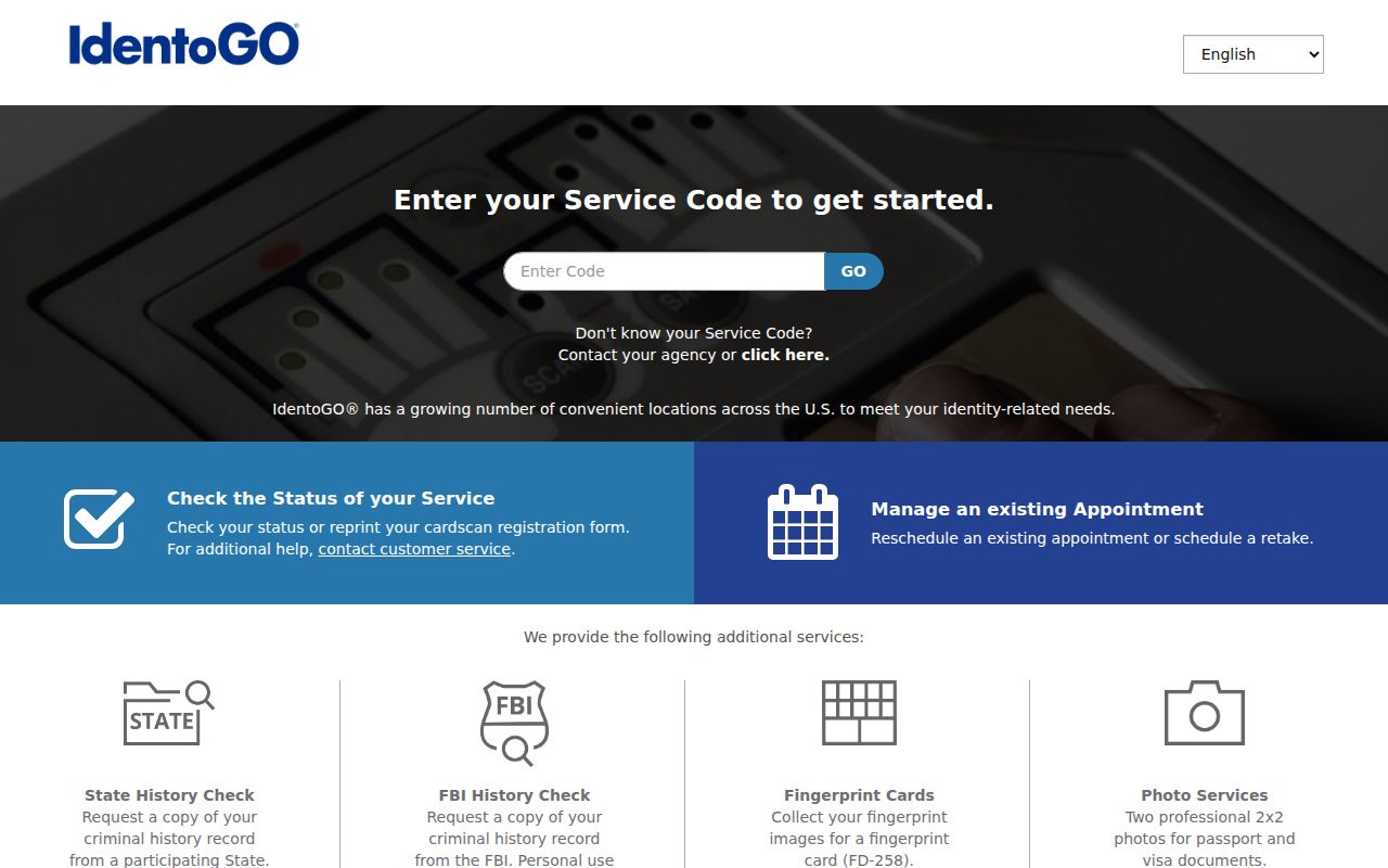 IdentoGO fingerprint enrollment channel separate from Hancock County sex offender registry profiles