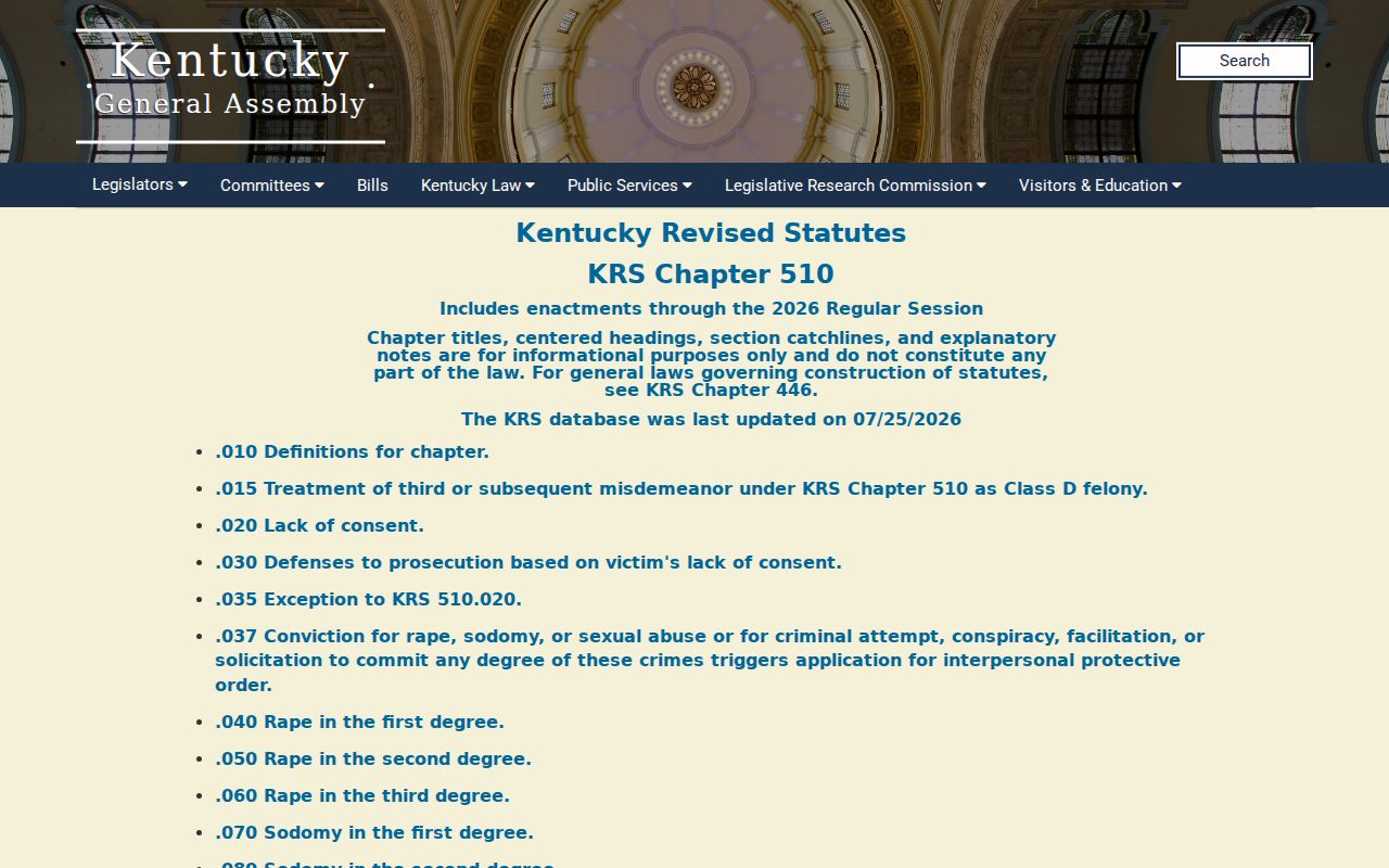 Hancock County sex offender search source in Kentucky Revised Statutes Chapter 17